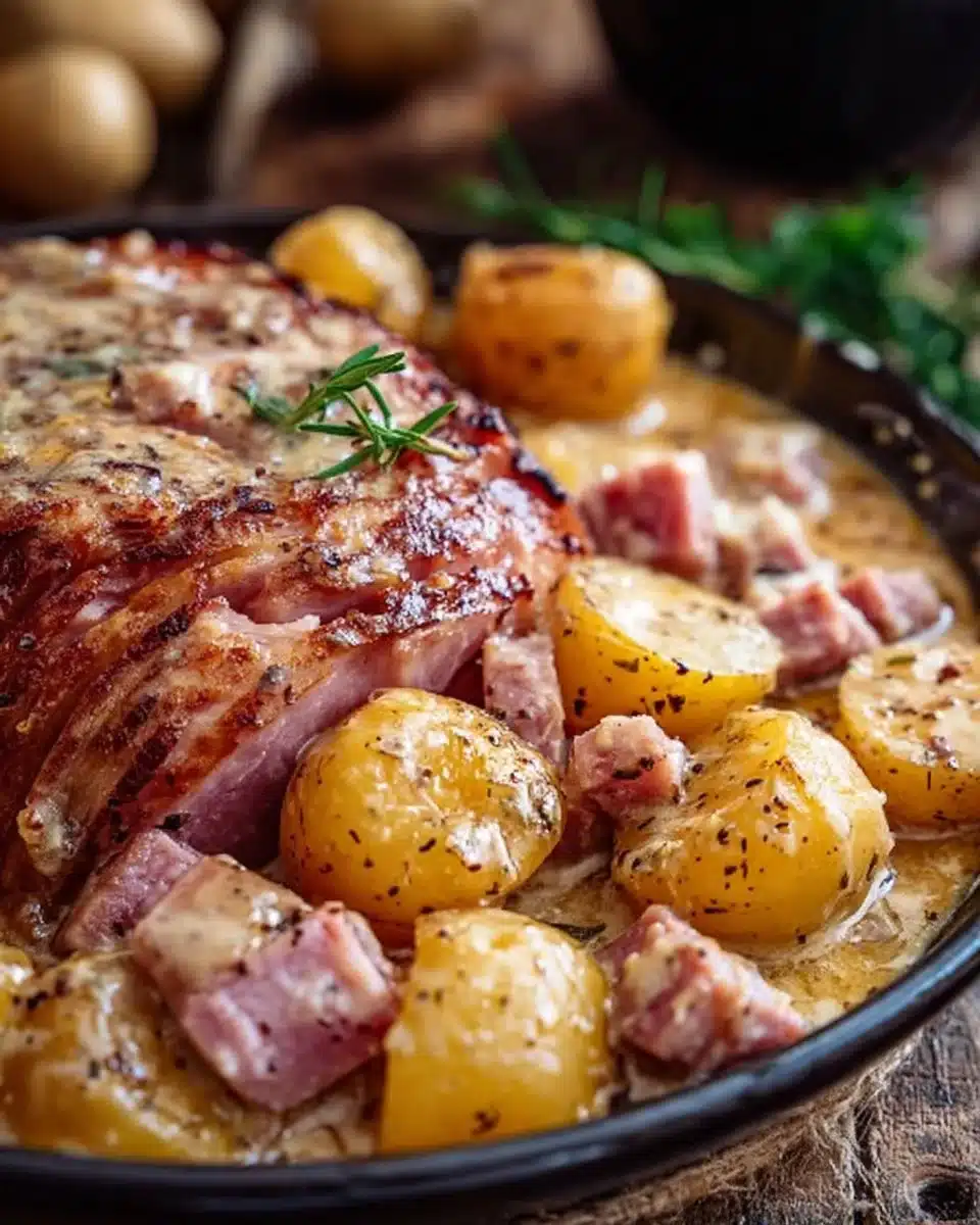 Creamy Crockpot Ham & Potatoes