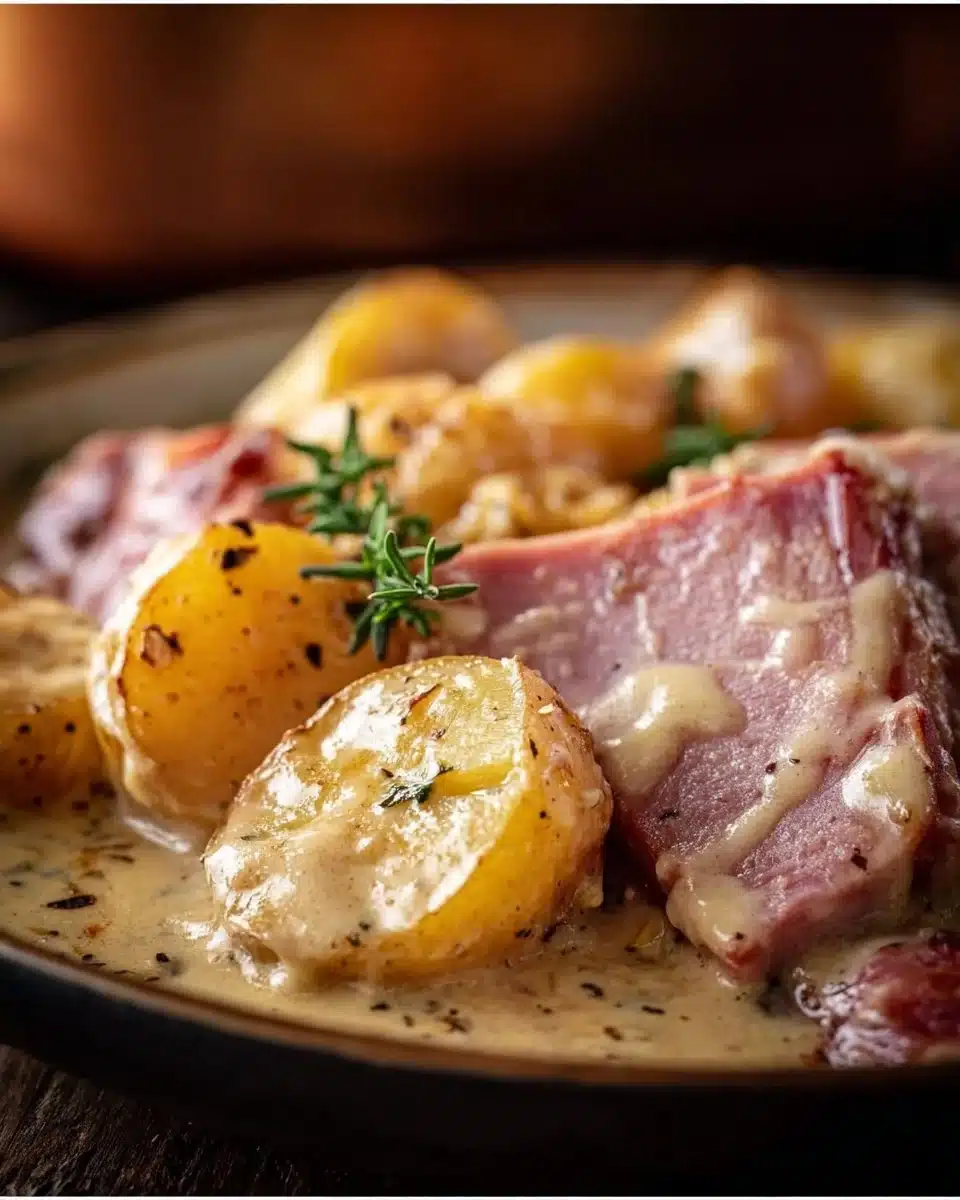 Creamy Crockpot Ham & Potatoes