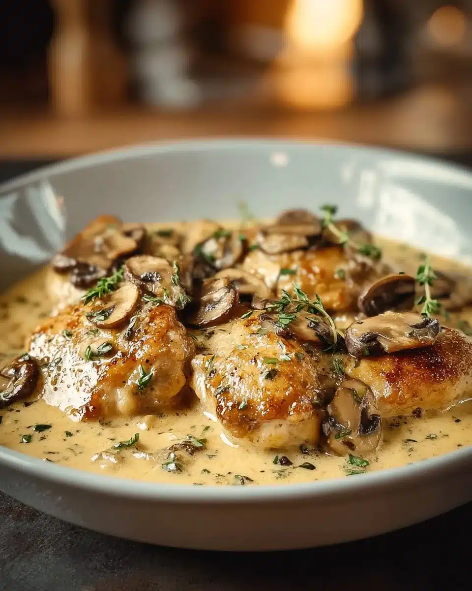 Creamy Garlic Mushroom Chicken Thighs