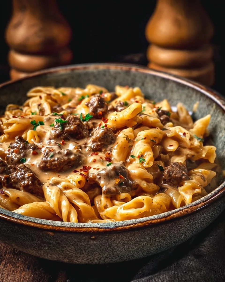 High Protein Creamy Beef Pasta