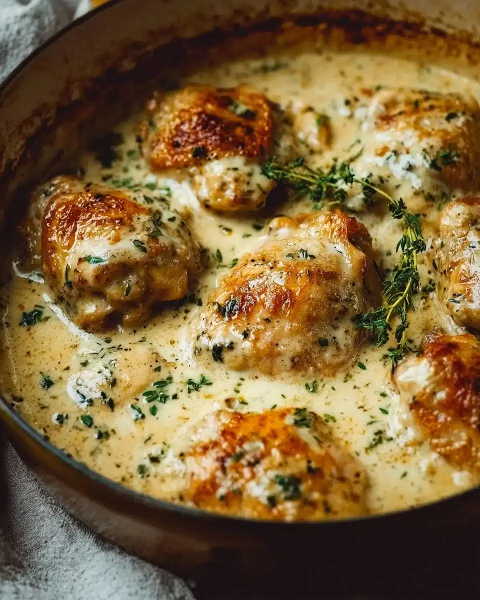 Creamy Oven Baked Chicken Thighs