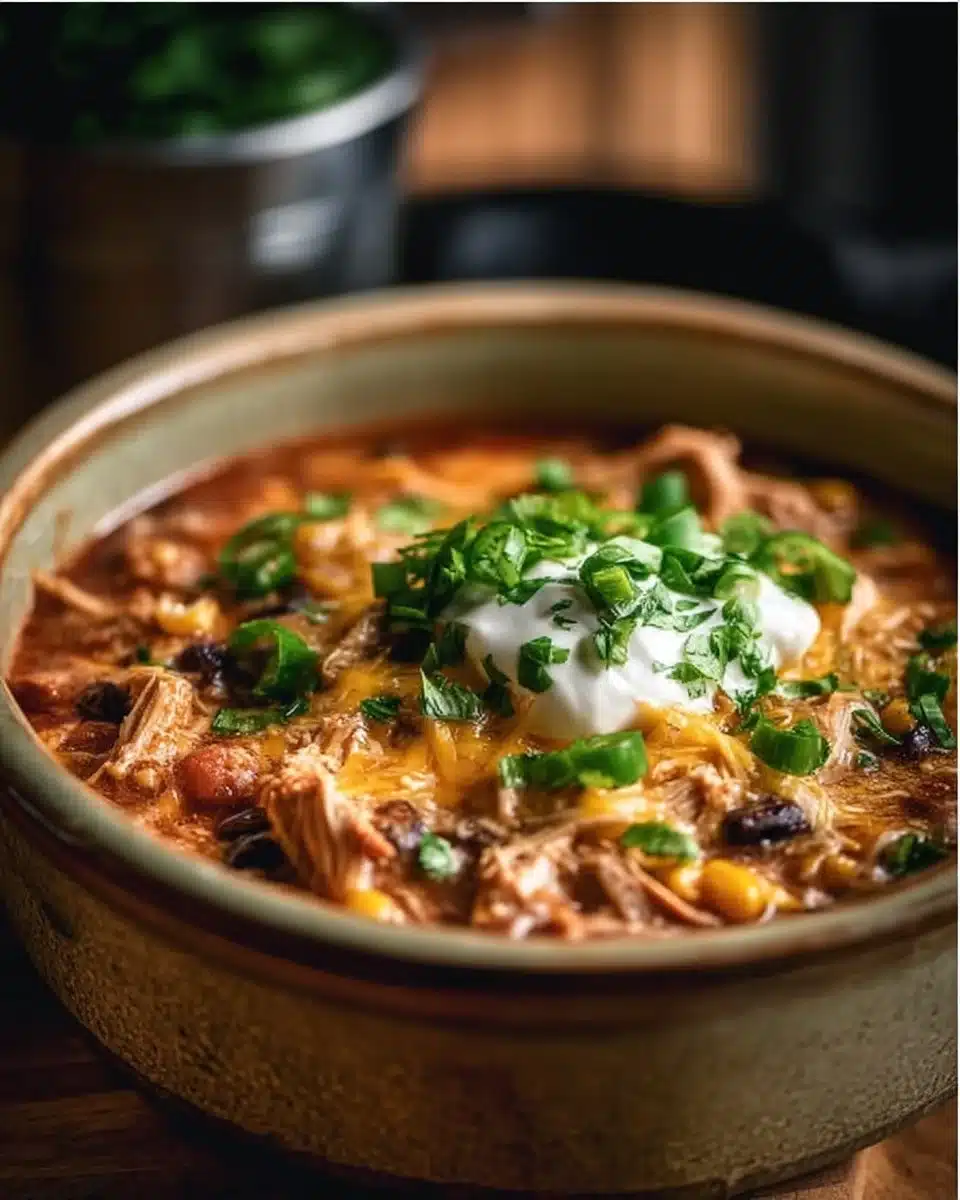 Crockpot Cream Cheese Chicken Chili