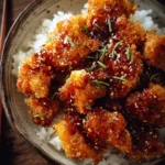 Crunchy Hot Honey Chicken served with a spicy glaze and crispy coating.