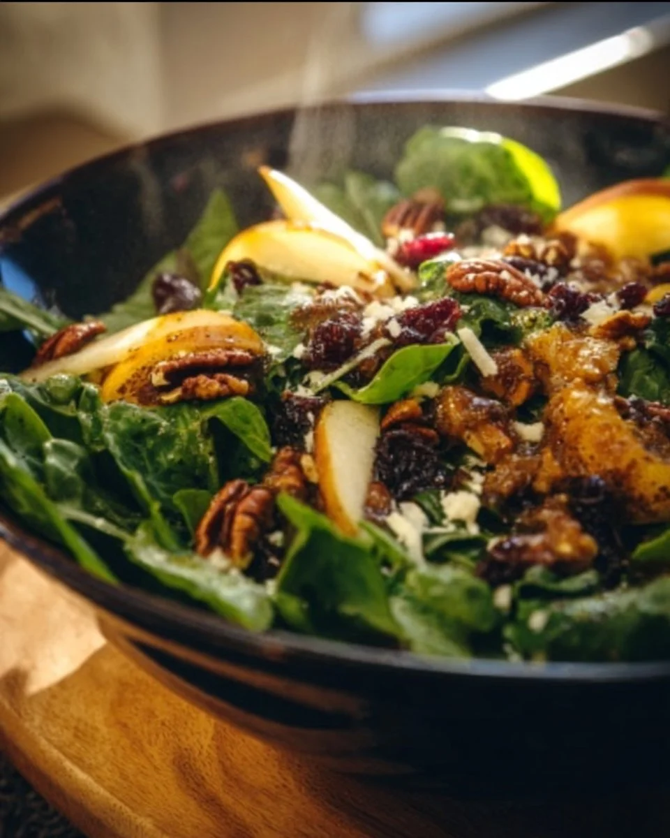 Pear and Candied Pecan Salad With Balsamic Vinaigrette