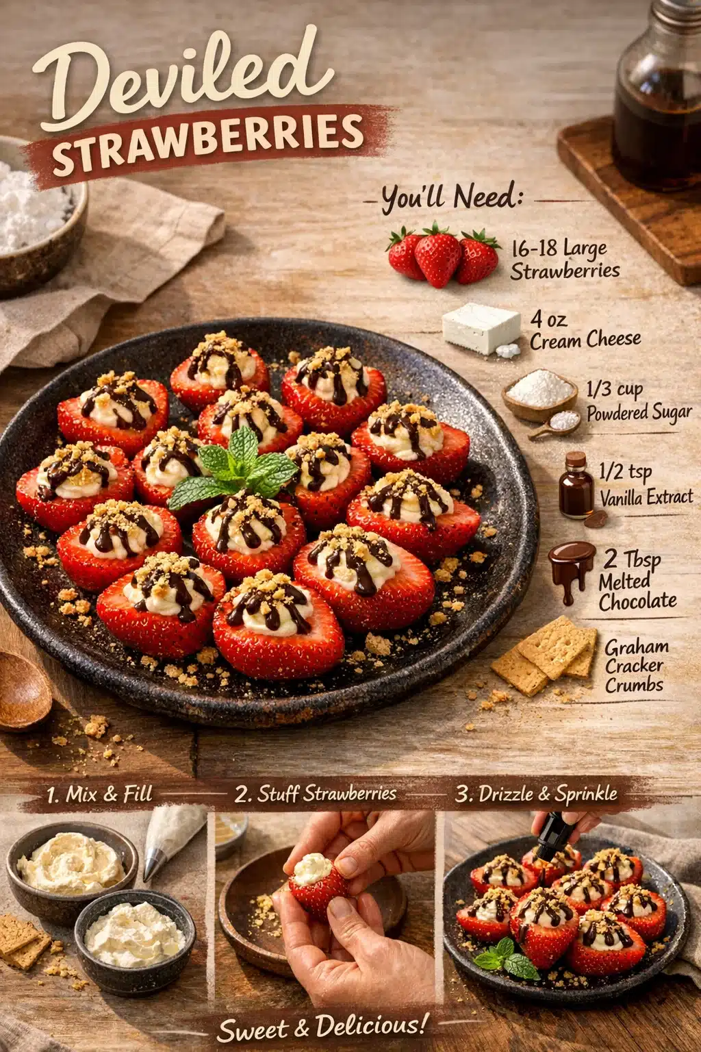 Deviled Strawberries (Made with a Cheesecake Filling)