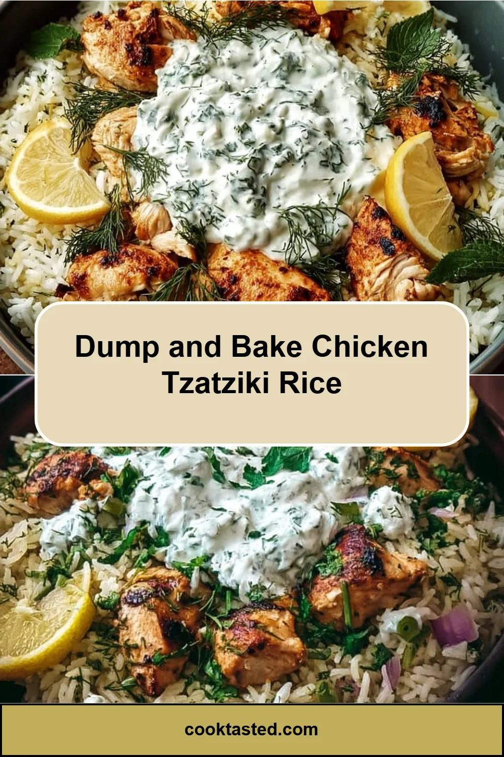 Dump and Bake Chicken Tzatziki Rice