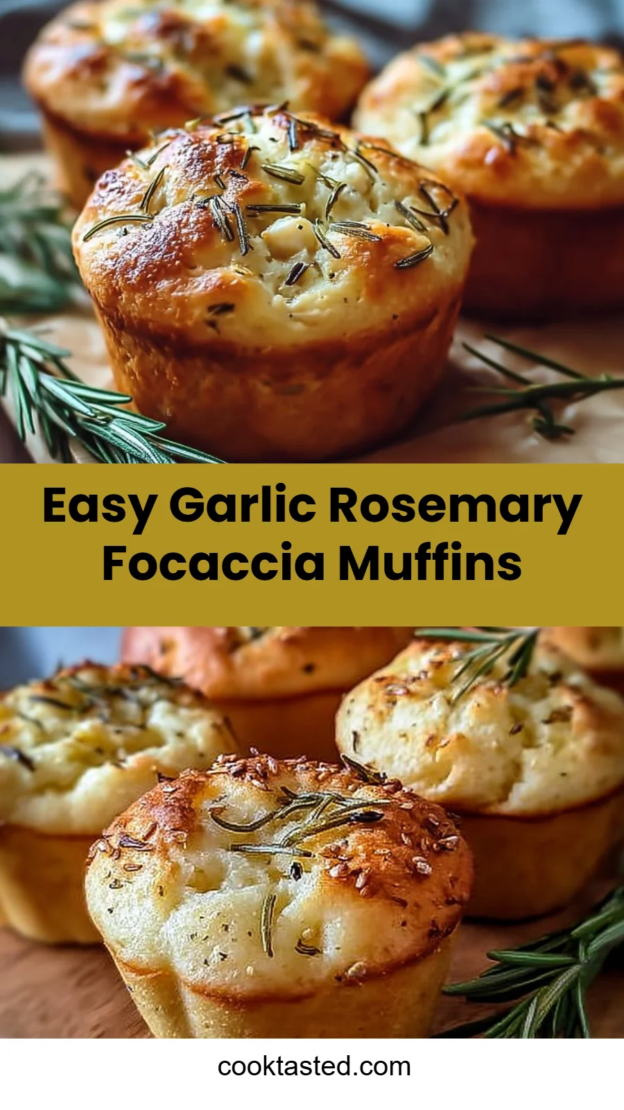 Easy Garlic Rosemary Focaccia Muffins