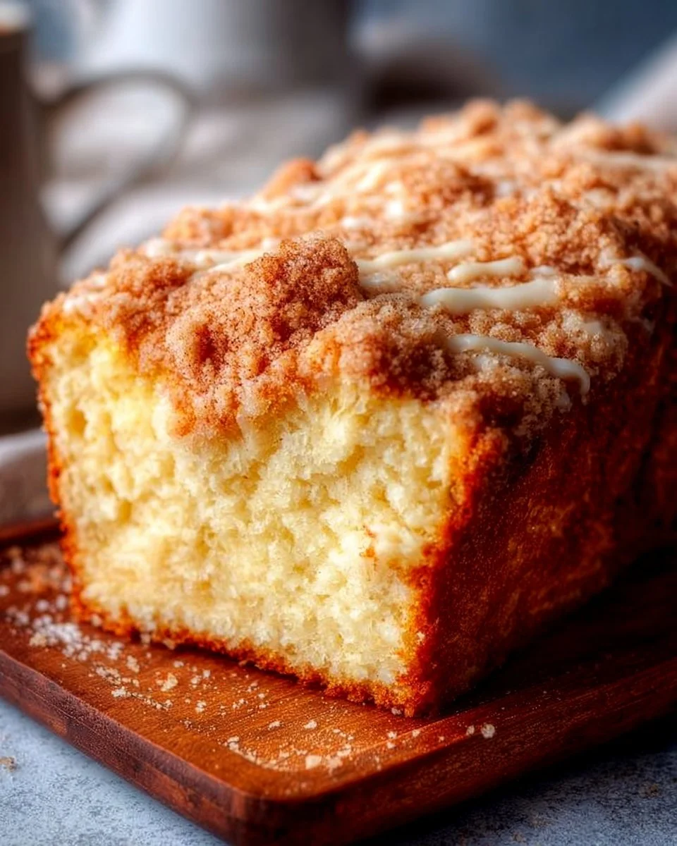 Slice of Eggnog Bread with Crumb Topping on a festive plate