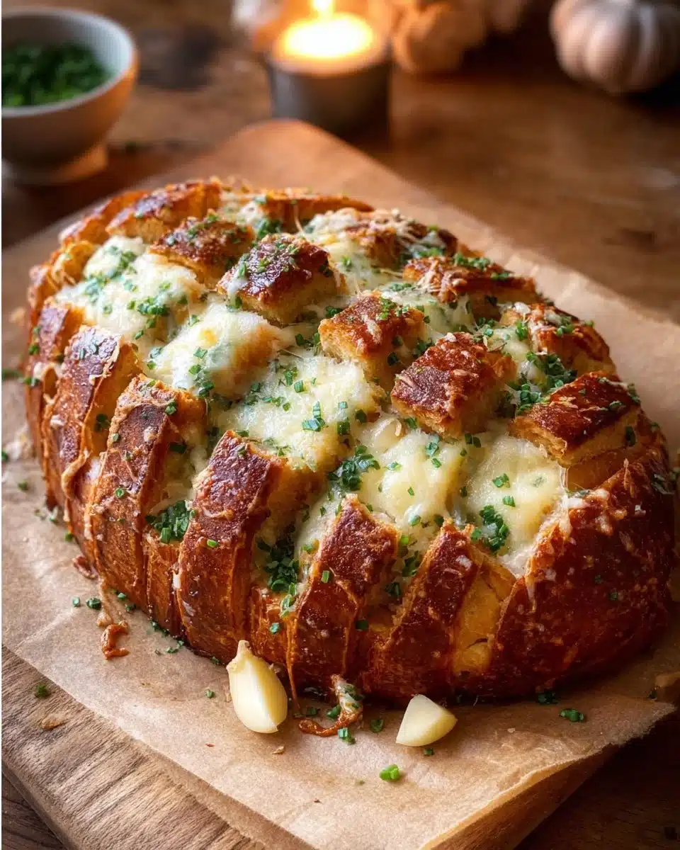 Football Shaped Cheesy Stuffed Garlic Pull Apart Bread