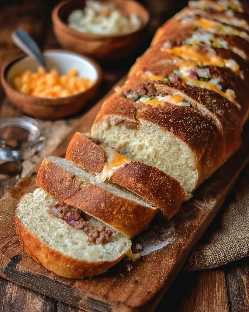 Delicious Garbage Bread filled with assorted leftovers and fresh ingredients