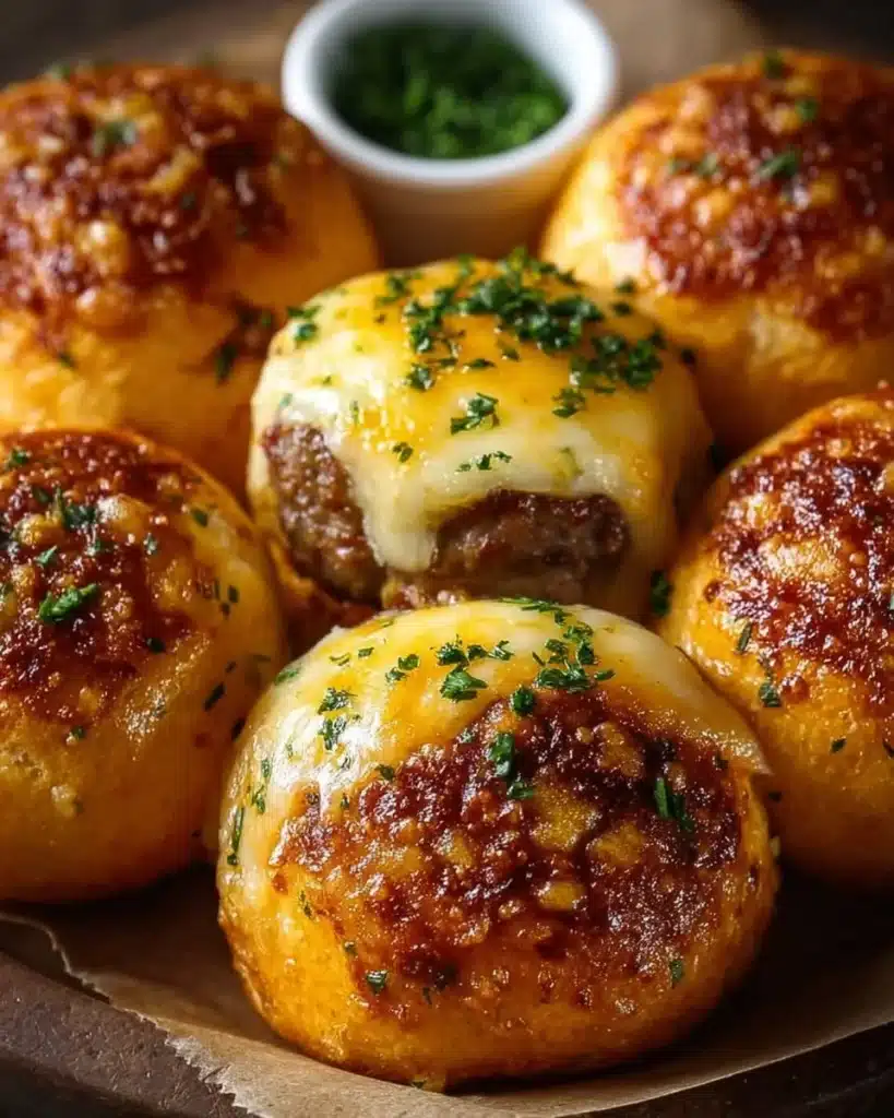 Garlic Parmesan Cheeseburger Bombs for a flavorful comfort food treat