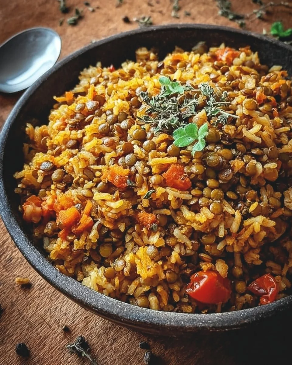 Easy One-Pan Garlicky Lentil Rice That Warms Your Soul