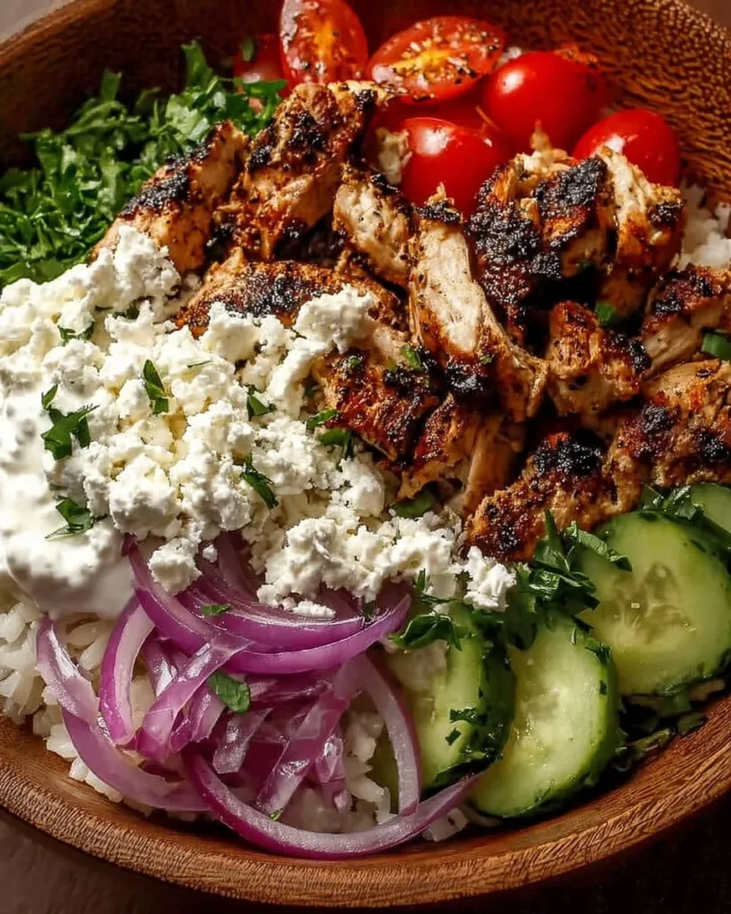 Delicious Greek Chicken Gyro Bowls with fresh ingredients and vibrant flavors
