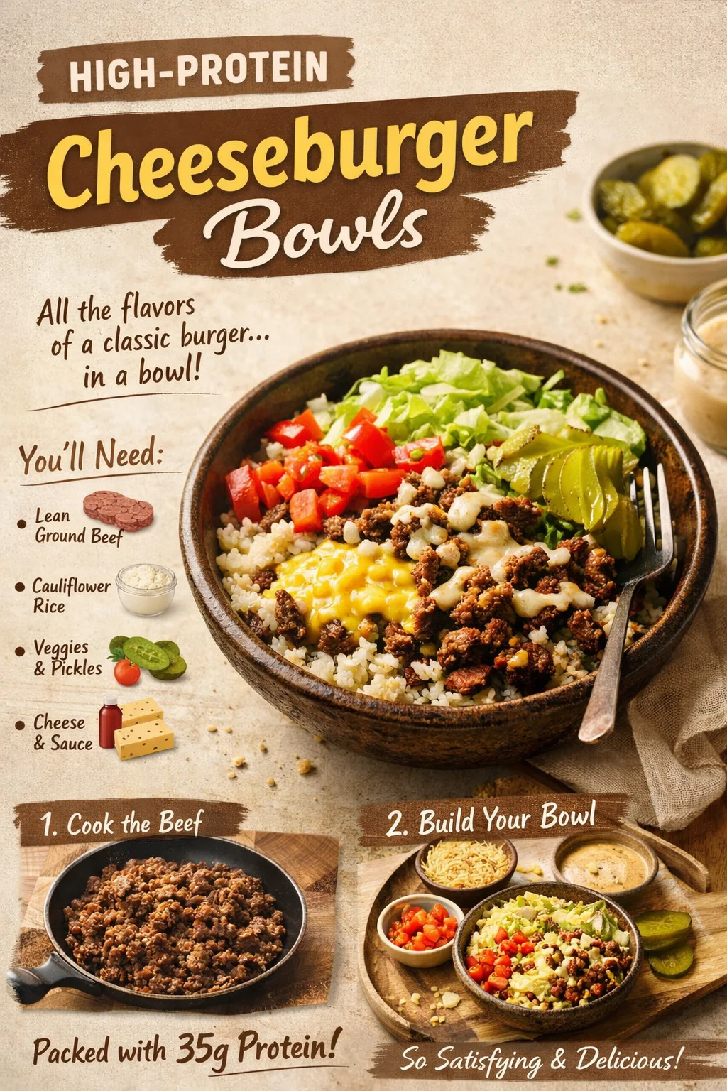High-Protein Cheeseburger Bowls