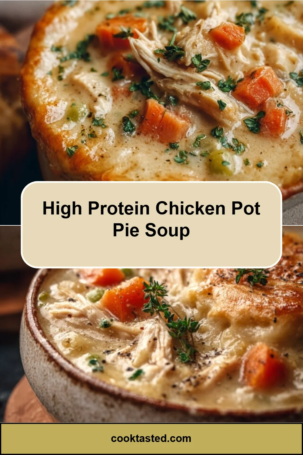 High Protein Chicken Pot Pie Soup