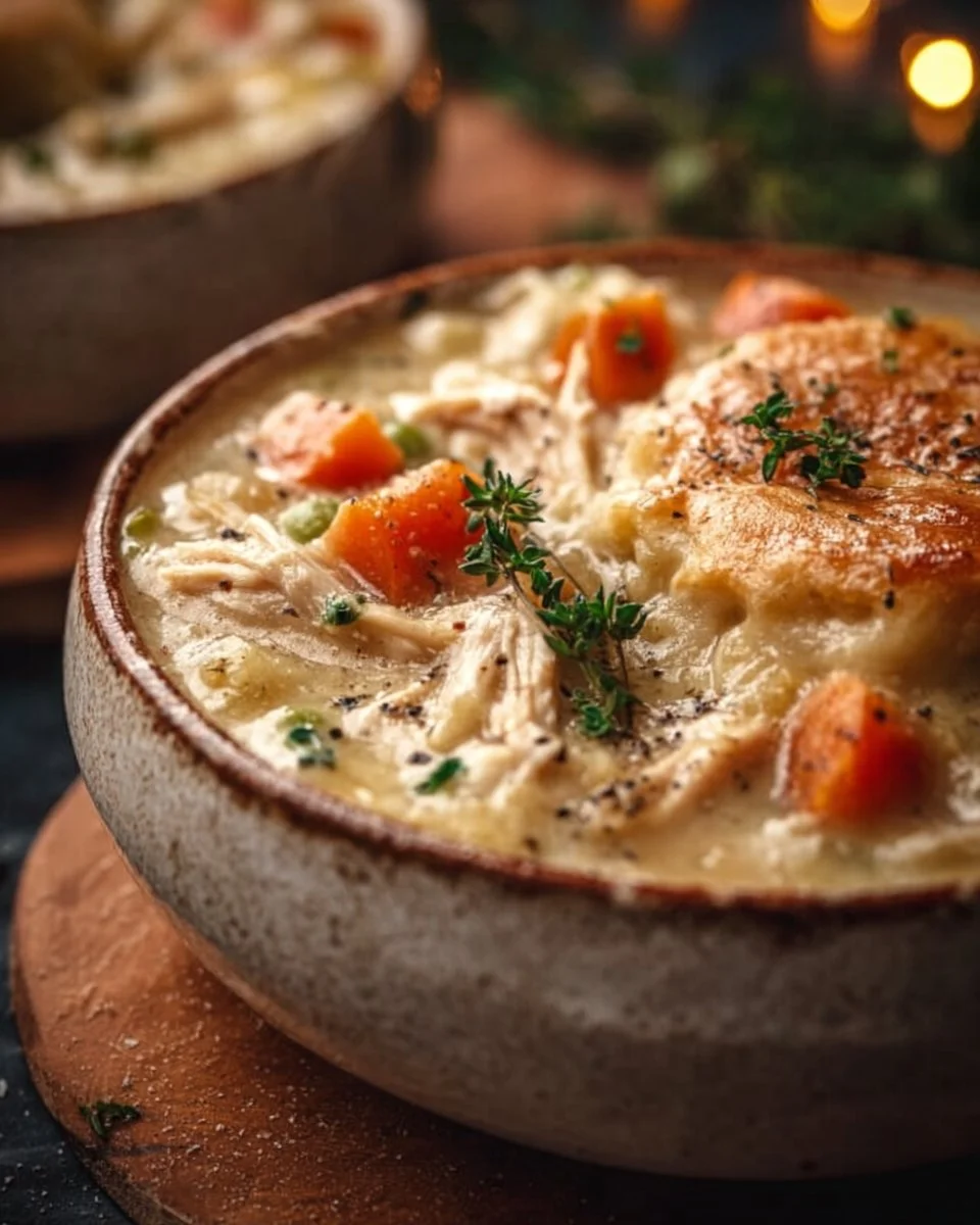 High Protein Chicken Pot Pie Soup