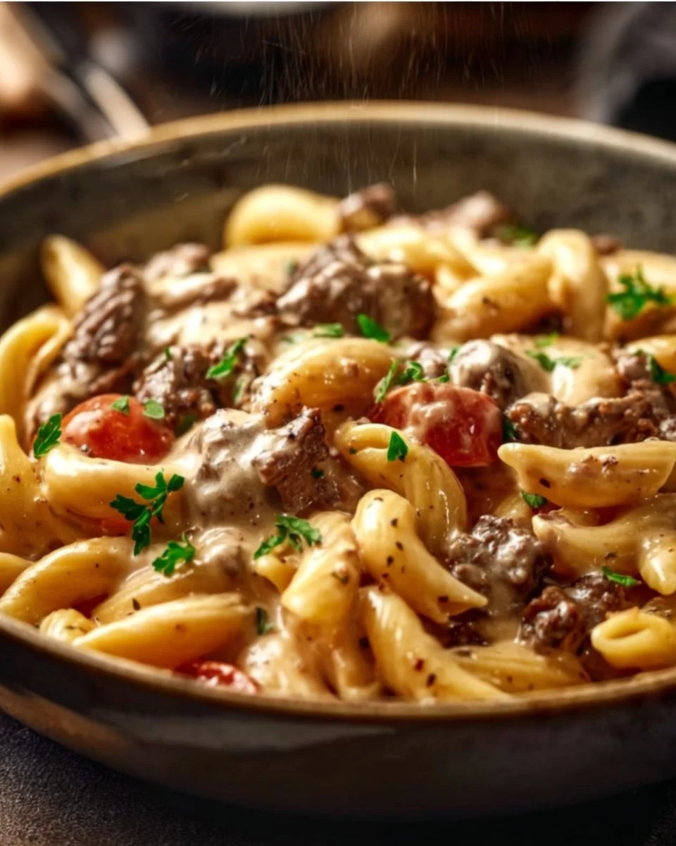 High Protein Creamy Beef Pasta