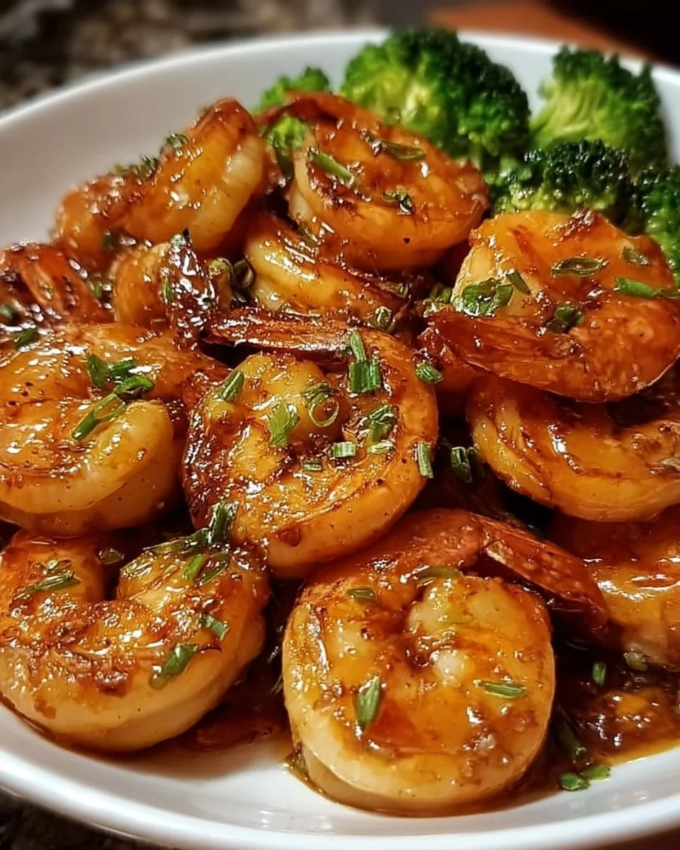 High-protein honey garlic shrimp served with vegetables