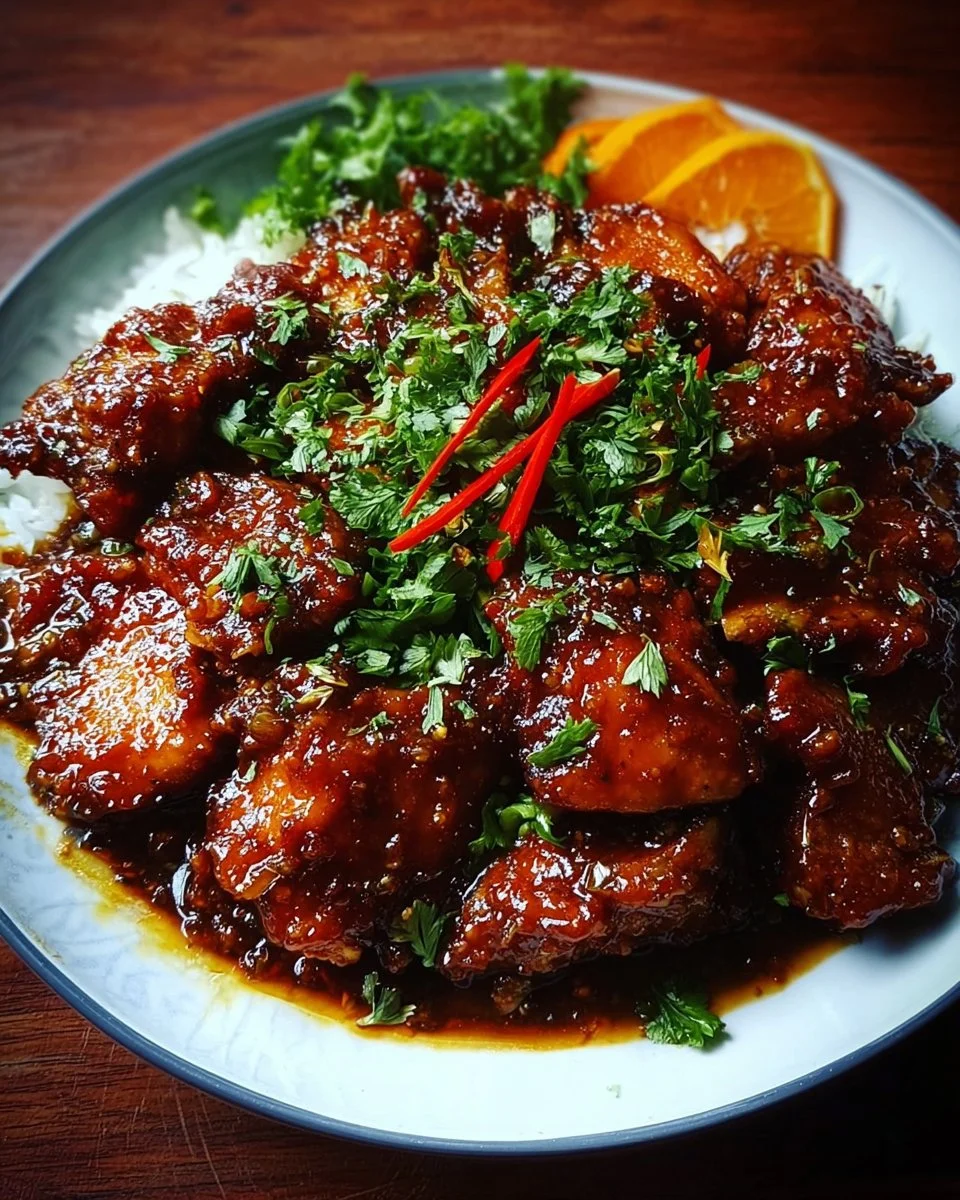 Delicious Honey Hoisin Chicken served with vegetables and rice