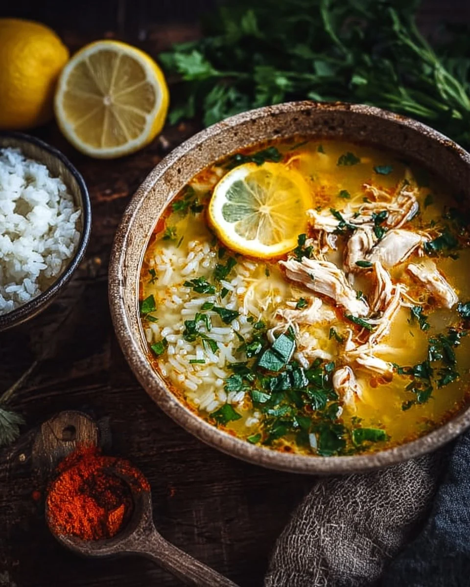 Lemon Ginger Turmeric Chicken and Rice Soup