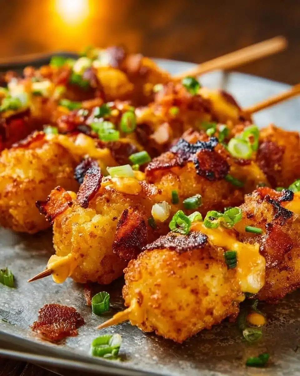 Loaded Tater Tot Skewers