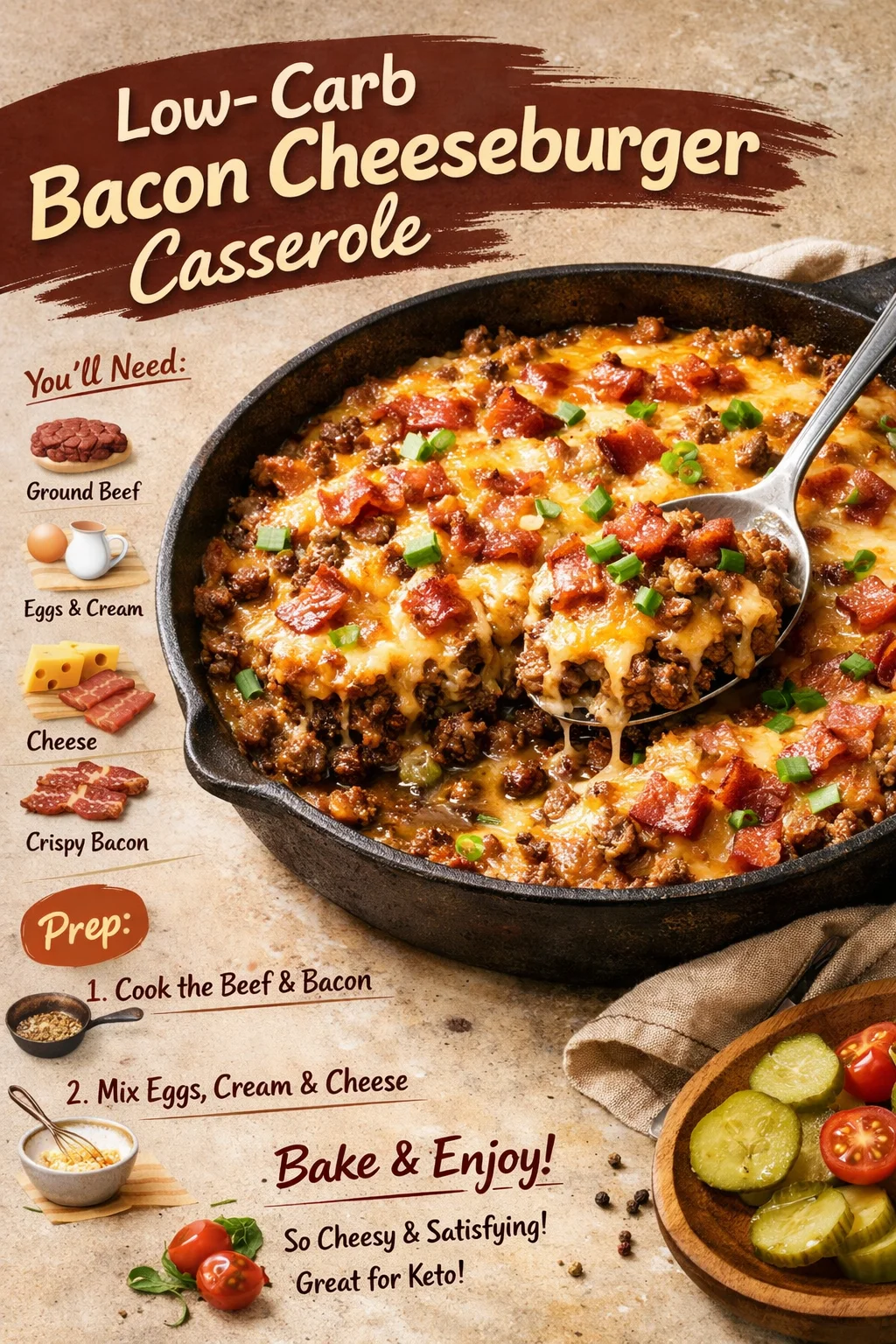 Low-Carb Bacon Cheeseburger Casserole