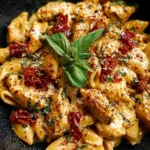 Creamy Marry Me Chicken Pasta dish served on a plate with fresh herbs.