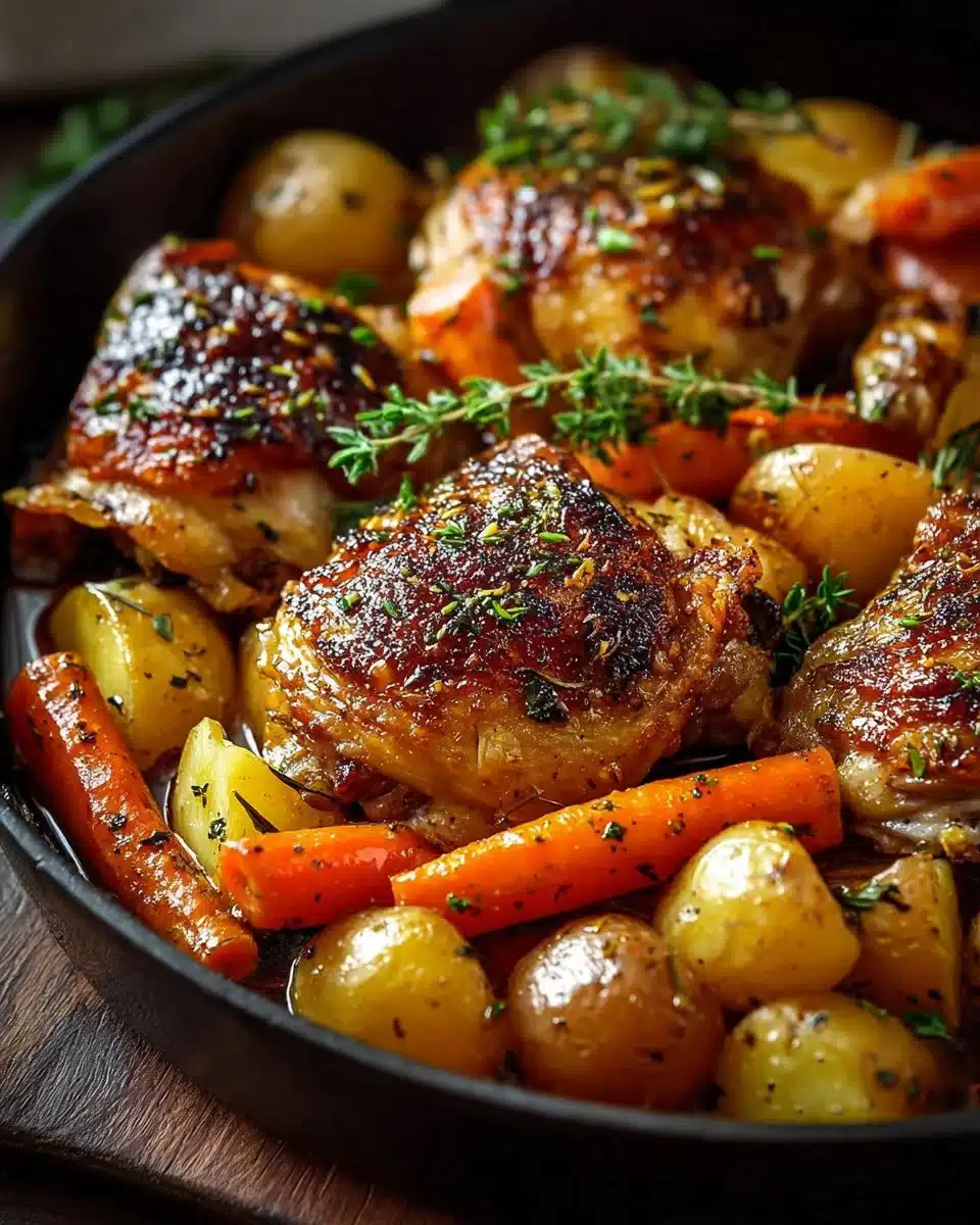 One-Pan Roasted Chicken Thighs with Carrots and Potatoes