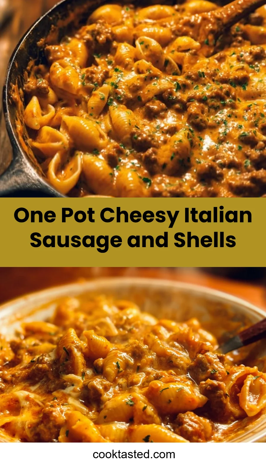 One Pot Cheesy Italian Sausage and Shells