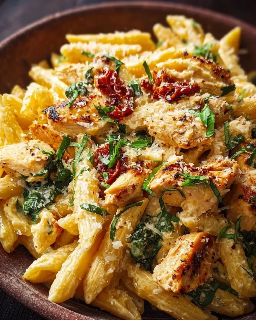 Creamy Parmesan Marry Me Chicken Pasta dish ready to serve