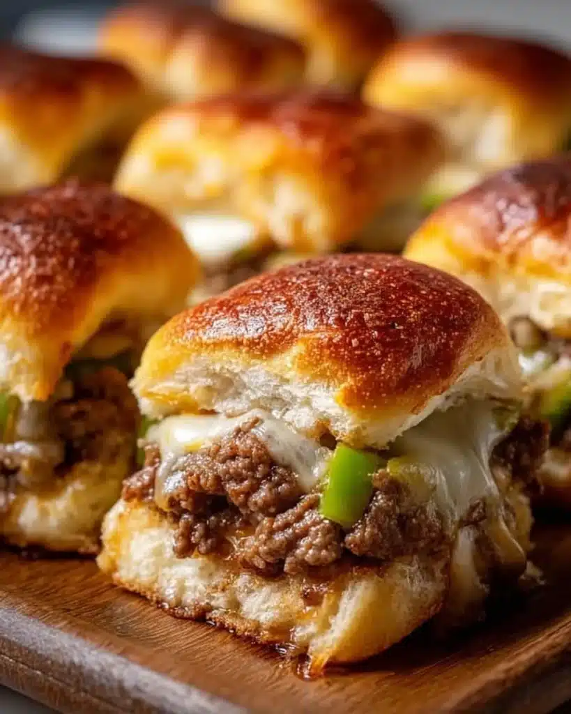 Delicious Philly cheesesteak sliders served on a platter