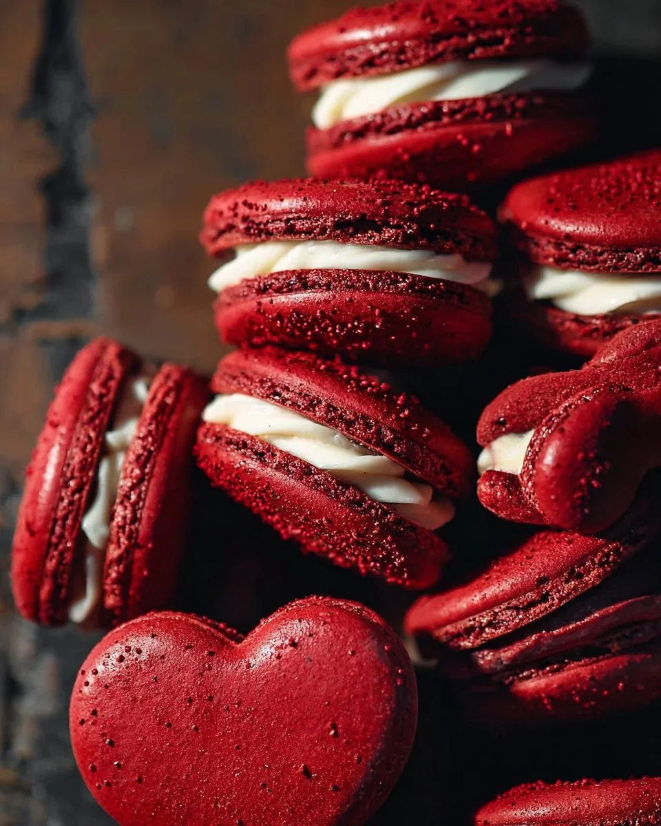 Red Velvet Macarons with Mascarpone Frosting