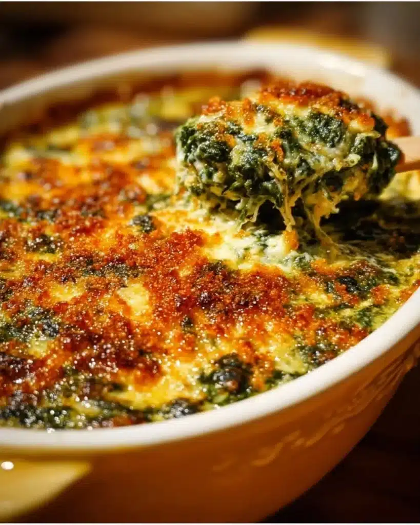 Delicious Spinach Rockefeller at Ruth's Chris, featuring rich flavors and creamy textures.