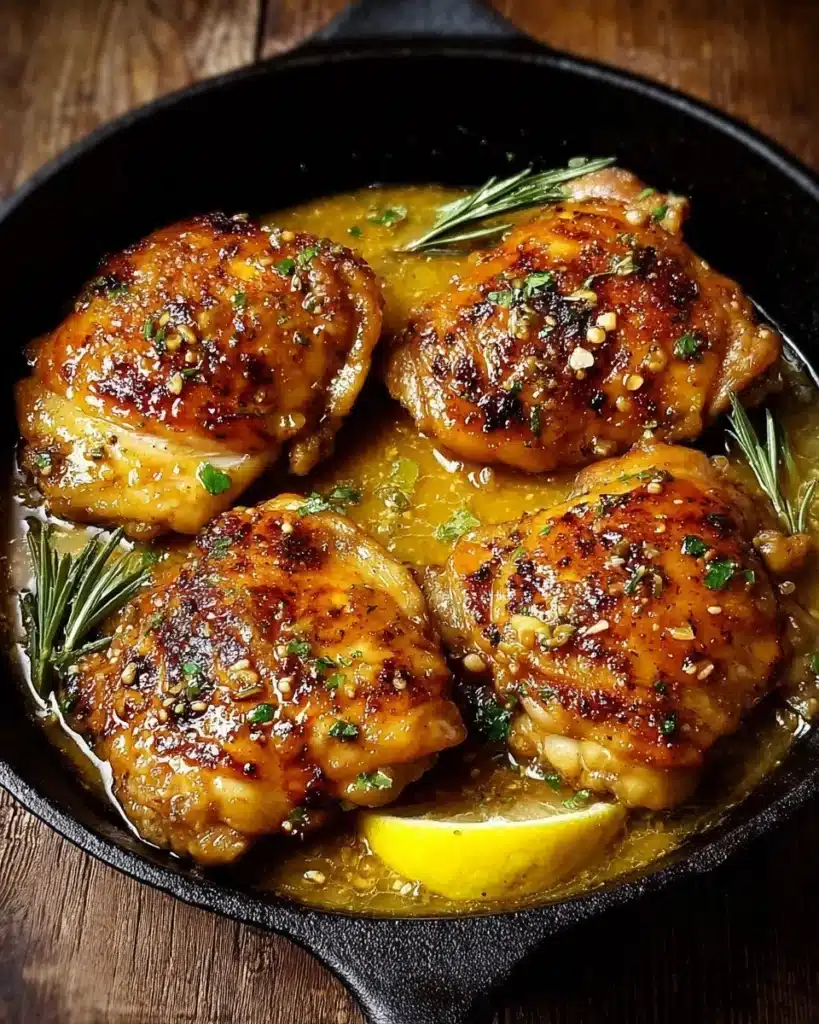 Creamy chicken thighs dish, garnished and served in a bowl, showcasing savory flavors.
