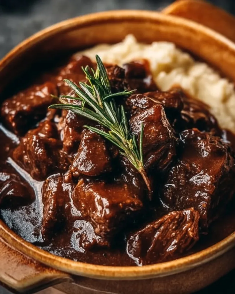 Delicious Slow Cooker Beef Manhattan with tender beef and savory gravy
