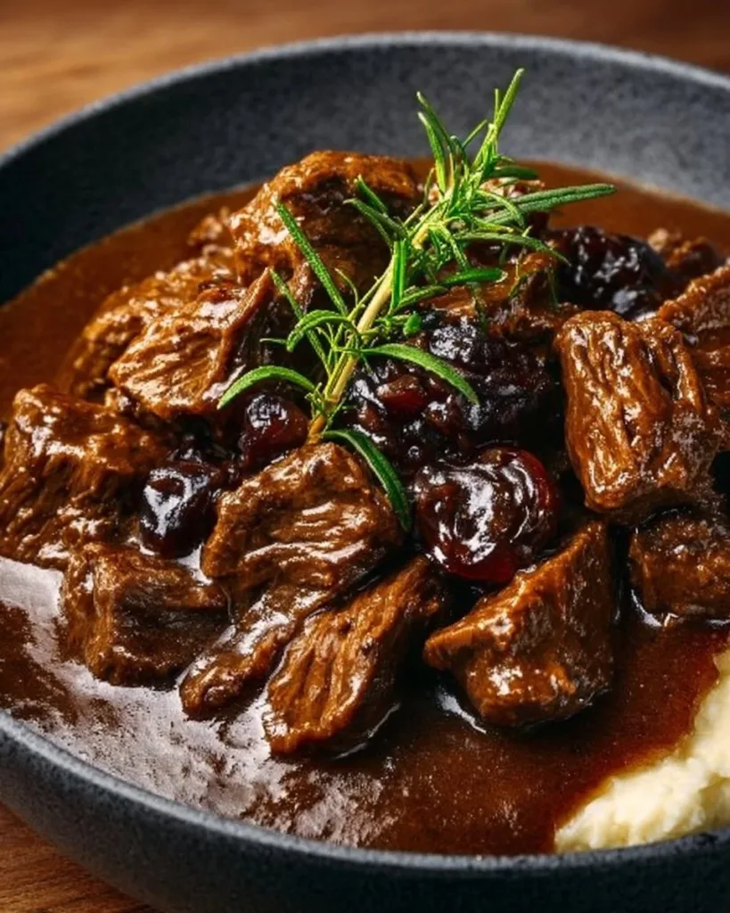 Delicious Slow Cooker Beef Manhattan served with gravy over bread