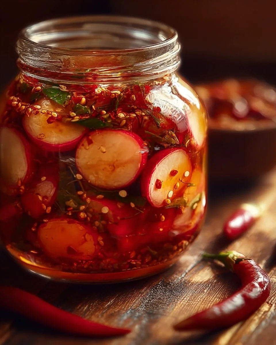 Spicy Tangy Radish Pickles