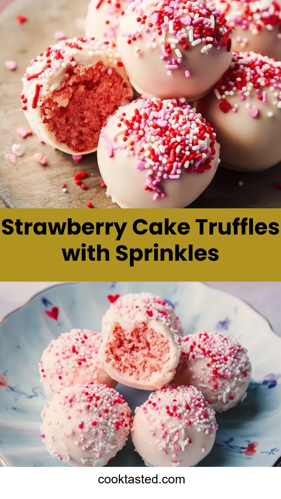 Strawberry Cake Truffles with Sprinkles
