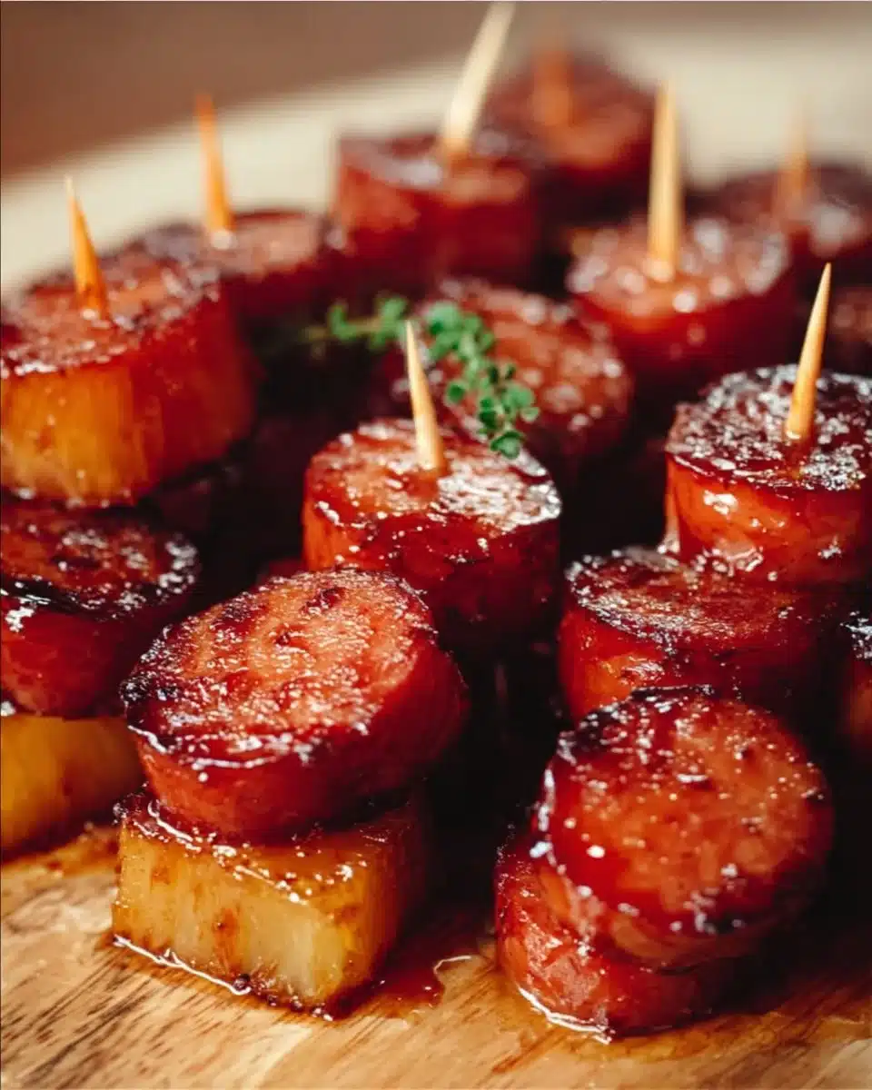 Sweet-Savory Glazed Kielbasa Pineapple Bites