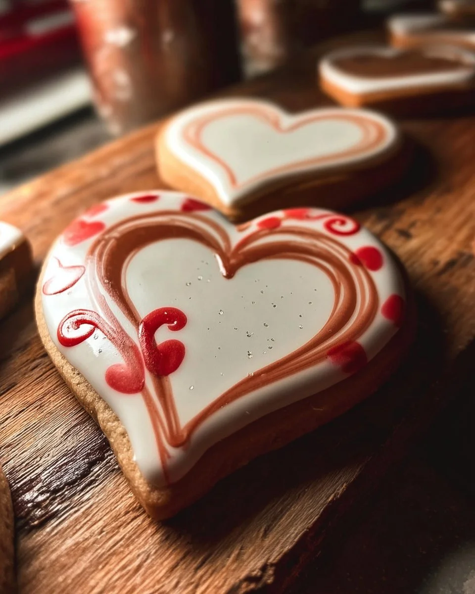 Wet on wet connecting hearts cookie