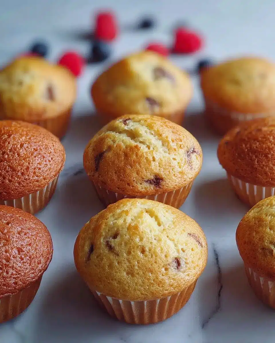 Freshly baked yogurt muffins stacked on a plate