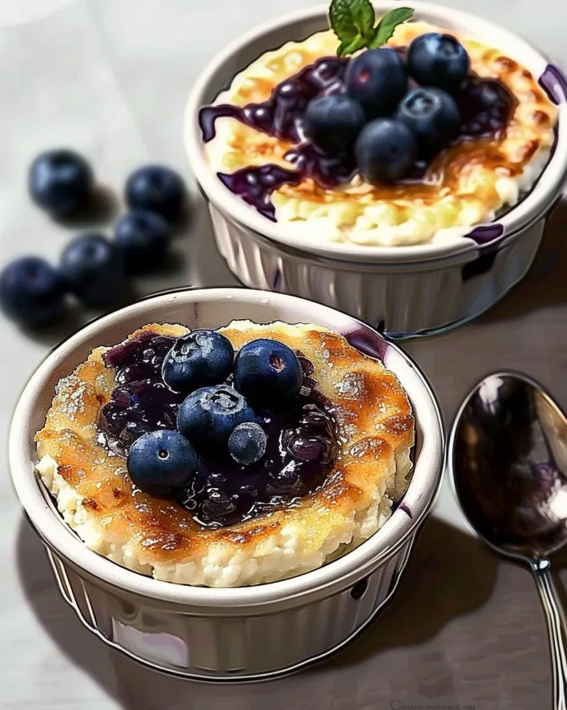 Baked blueberry cottage cheese bowl topped with fresh blueberries and nuts
