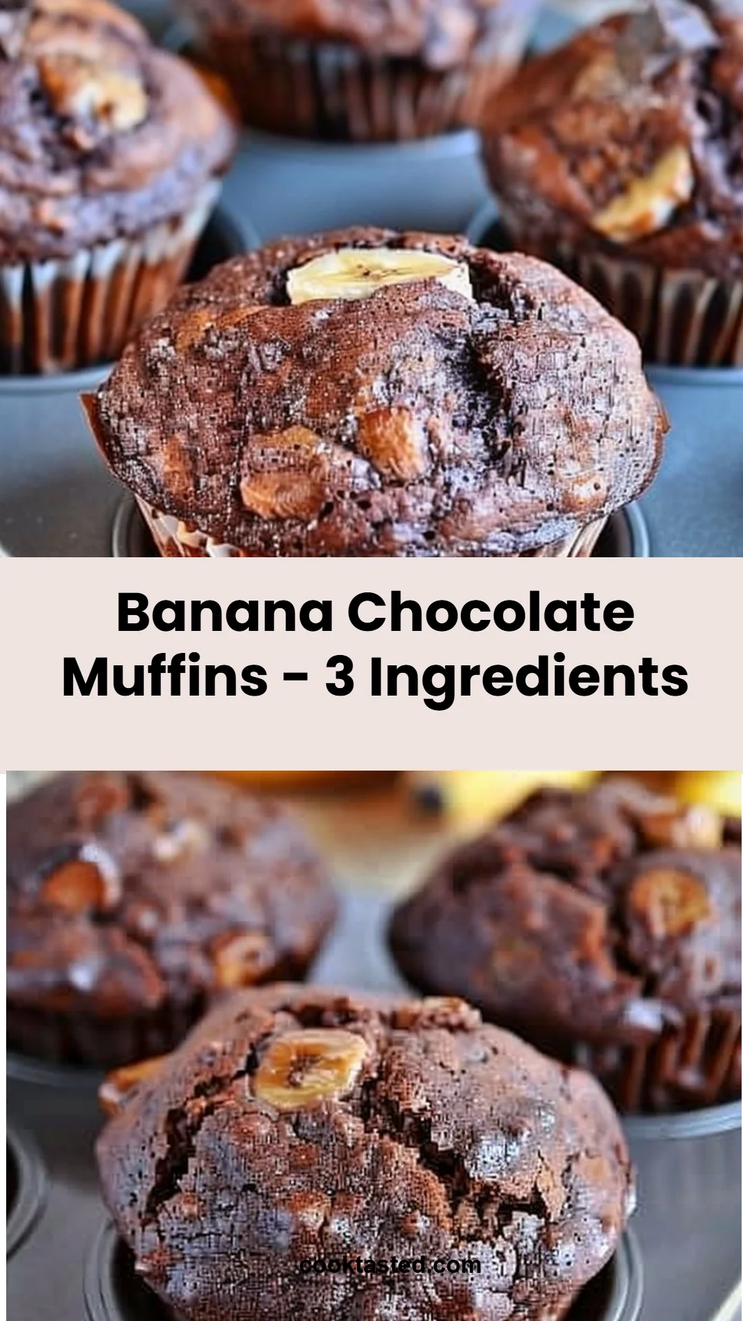 Banana Chocolate Muffins - 3 Ingredients