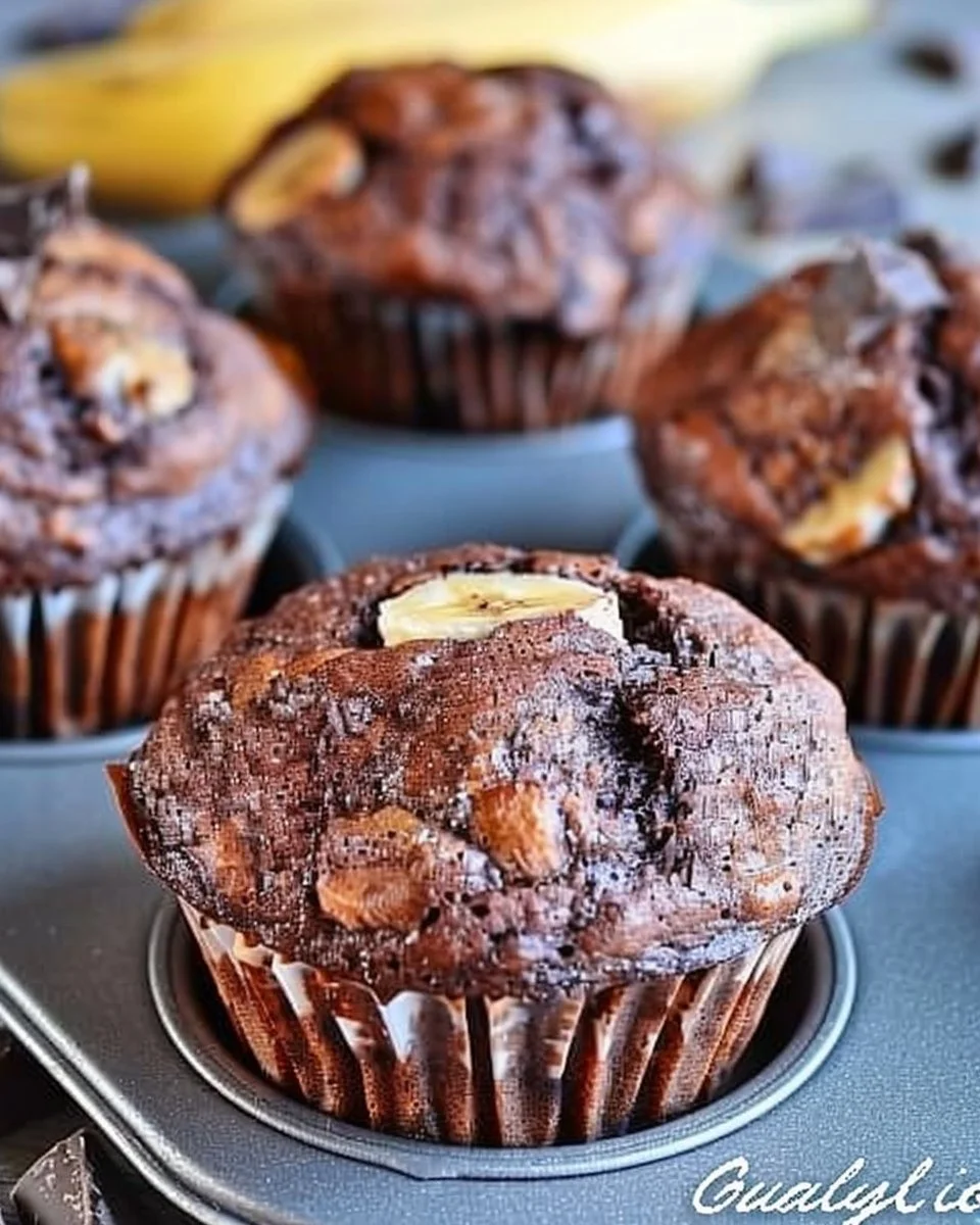 Banana Chocolate Muffins - 3 Ingredients