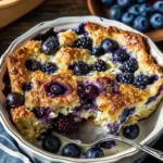 Blueberry Cottage Cheese Breakfast Bake served in a dish