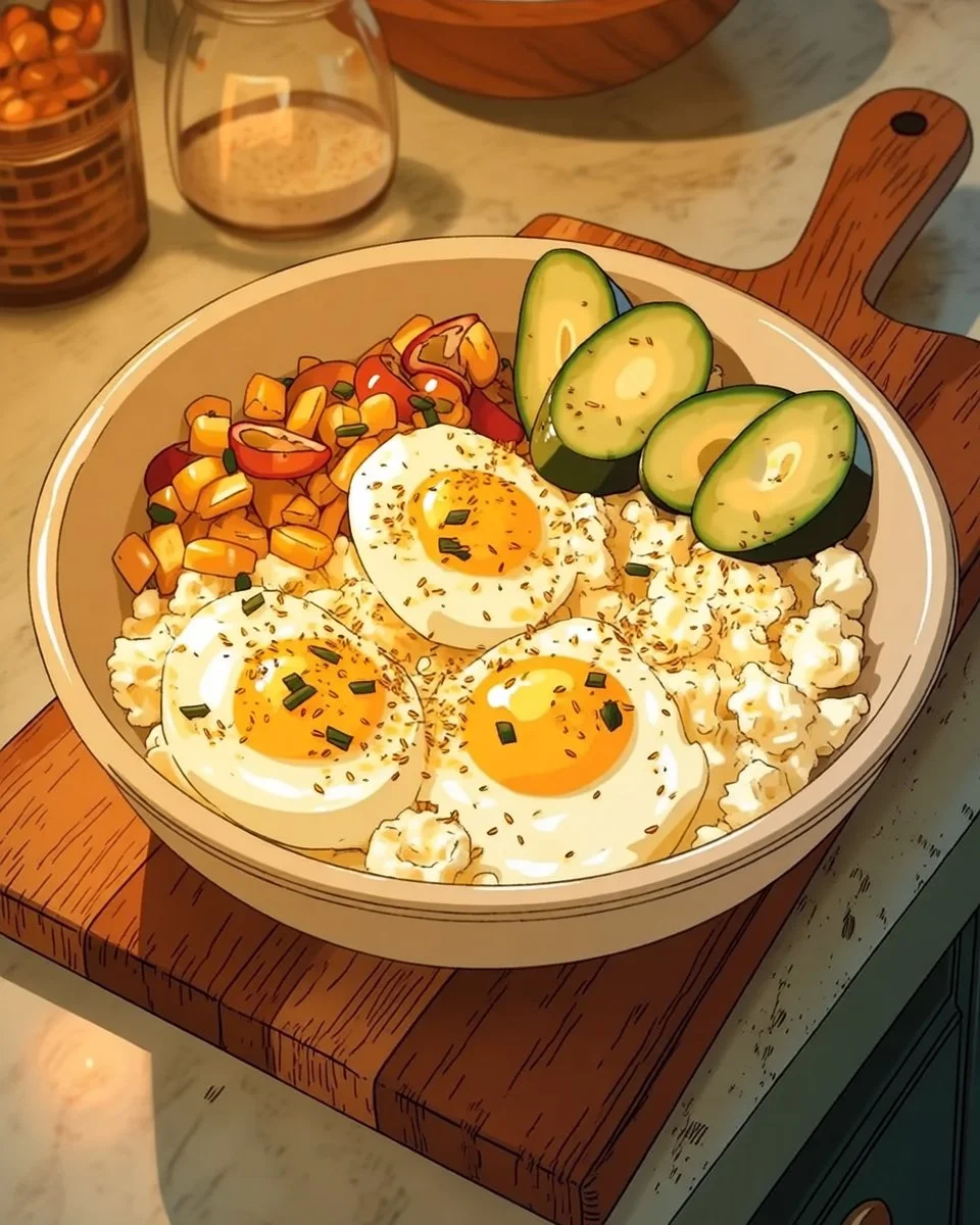 Cottage Cheese with Egg and Veggies