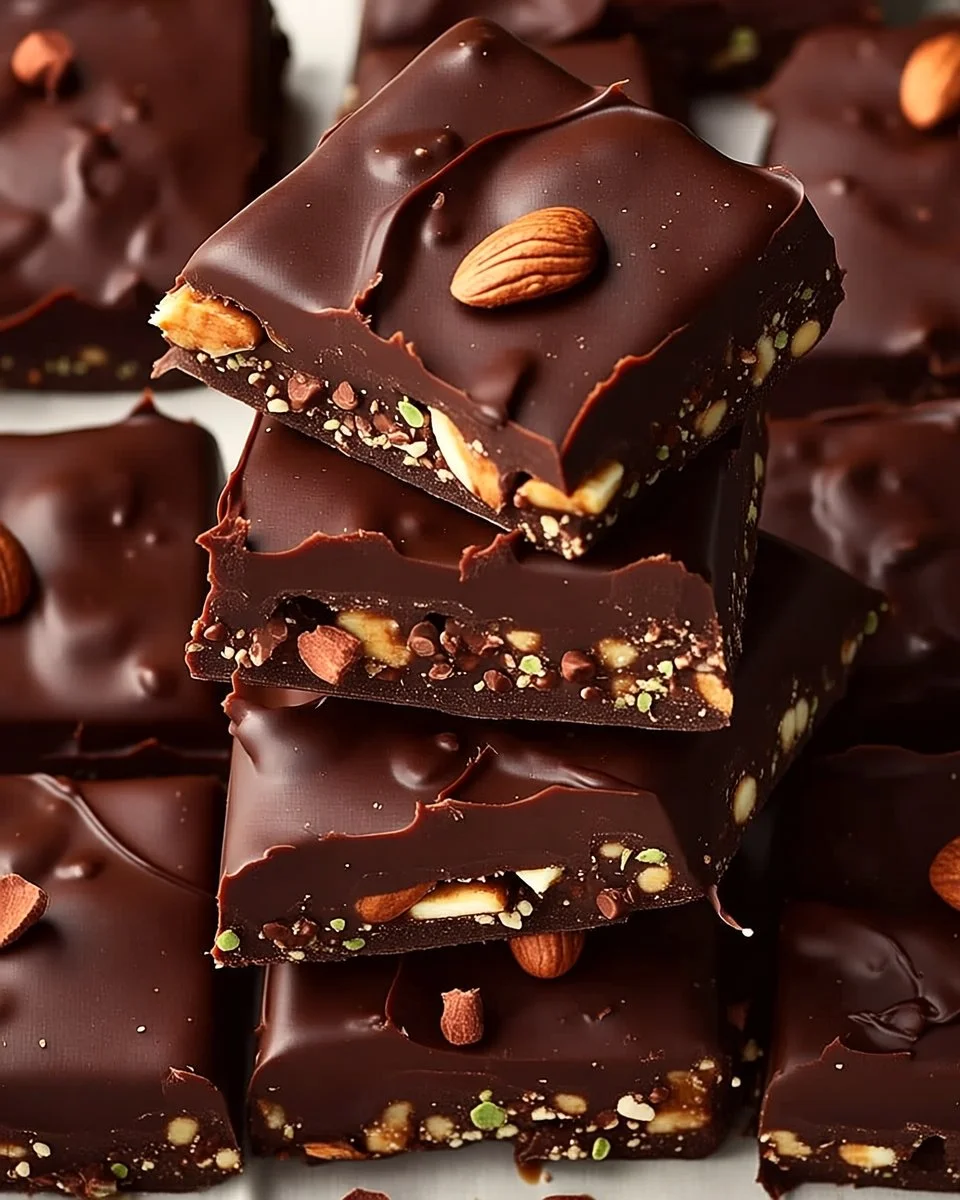 Delicious dark chocolate nut squares with nuts and rich chocolate