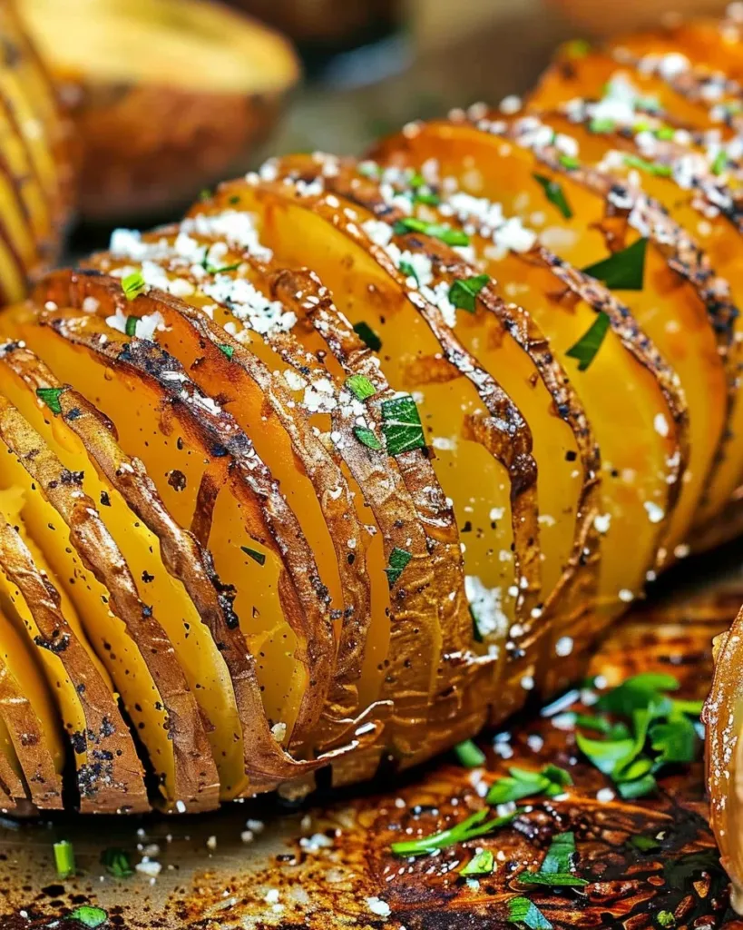 Oven-baked Hasselback Potatoes with herbs and spices