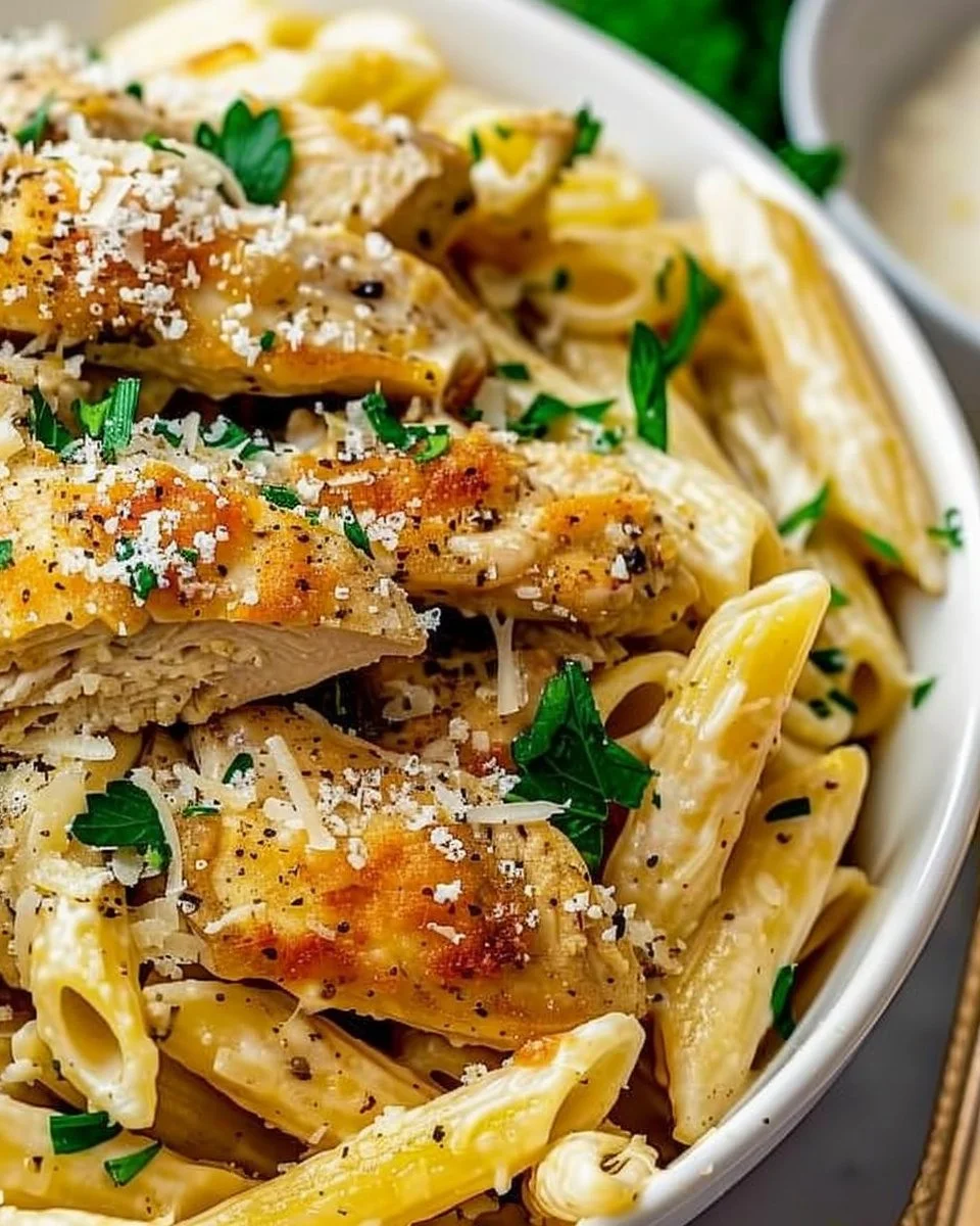 Healthy Garlic Parmesan Chicken Pasta