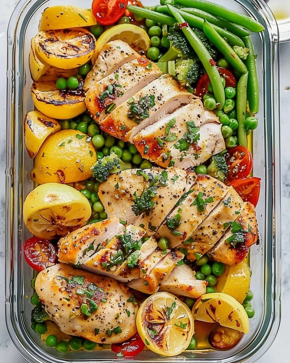 Healthy Lemon Garlic Chicken Meal Prep Bowls
